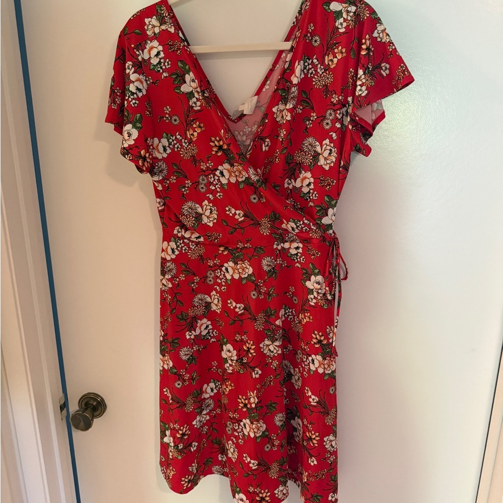 Kaileigh Red Floral Midi Dress